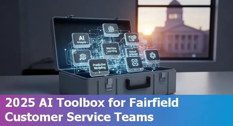 Customer service team using AI tools like chatbots and dashboards in an office in Fairfield, California.