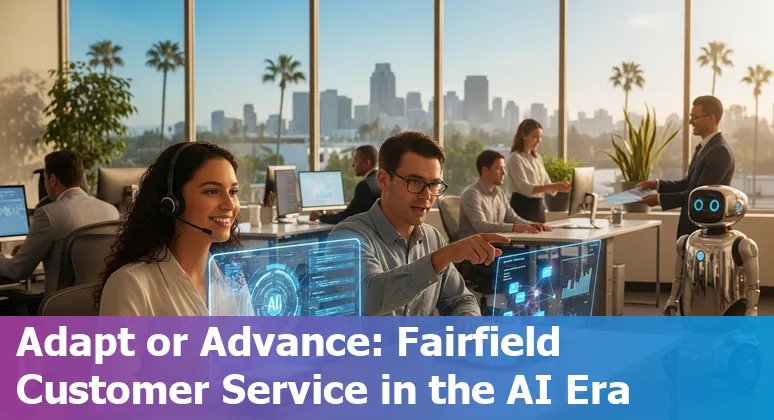Customer service agent using AI tools in a Fairfield, California call center, 2025