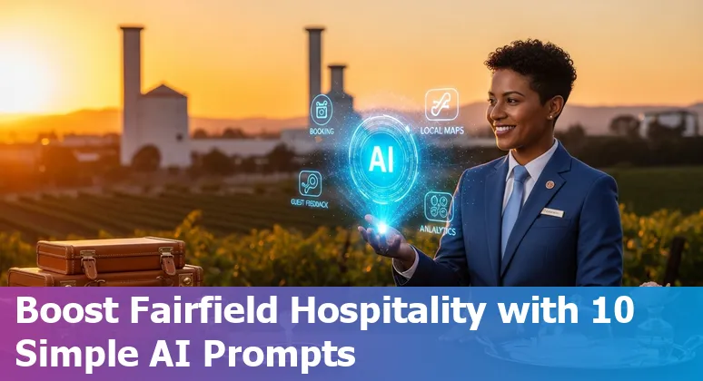 Hospitality staff using AI tools at a Fairfield, California hotel front desk.