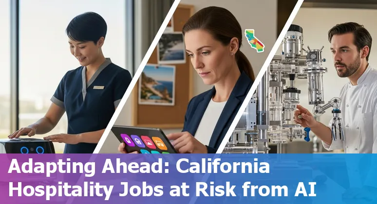 Hotel front desk kiosk and housekeeper with cleaning robot in a Fairfield, California hotel lobby.