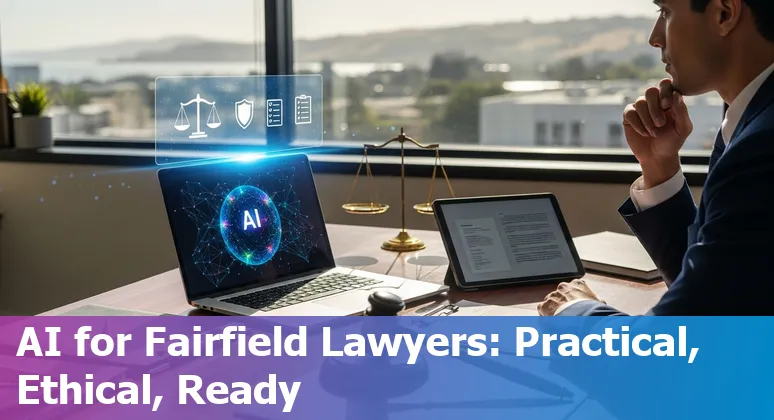 Lawyer using AI tools on laptop in Fairfield, CA — 2025 legal tech and ethics in California