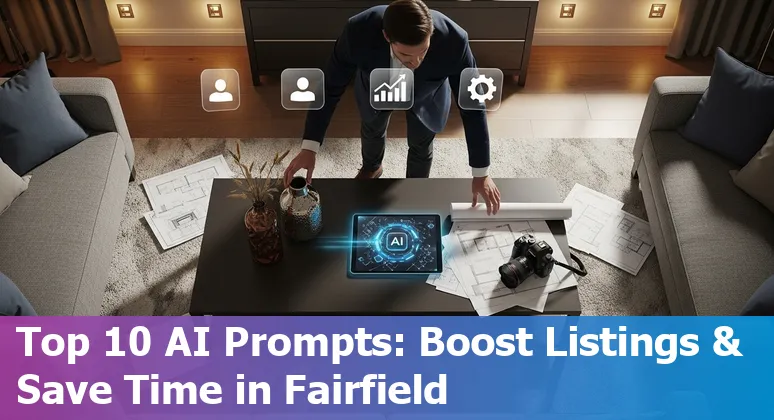 Agent using AI tools on laptop to create virtual tour and listing for a Fairfield, California home