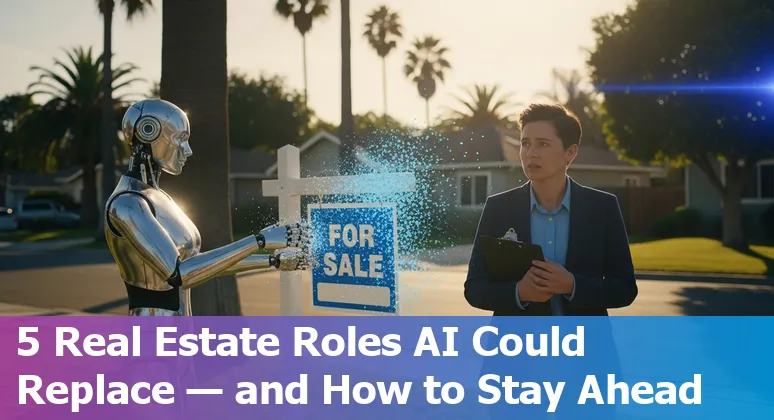 Fairfield, California real estate agents reviewing AI-driven market reports on a laptop with local neighborhood in background.