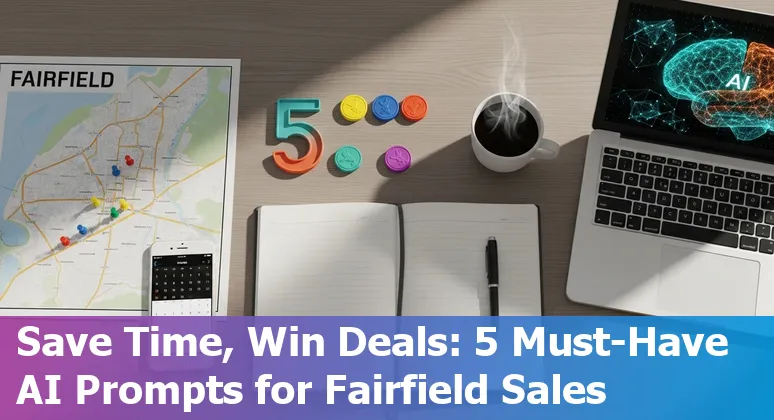 Sales professional using AI prompts on a laptop with a Fairfield, California map on screen