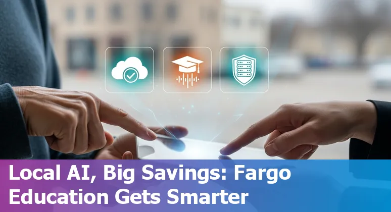 Fargo, North Dakota education technology team discussing AI tools to cut costs and improve efficiency in North Dakota, US