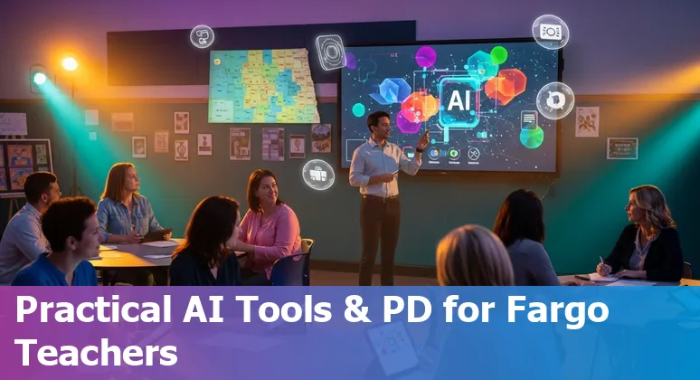 Educators in Fargo, North Dakota discussing AI in K–12 classrooms during a 2025 workshop