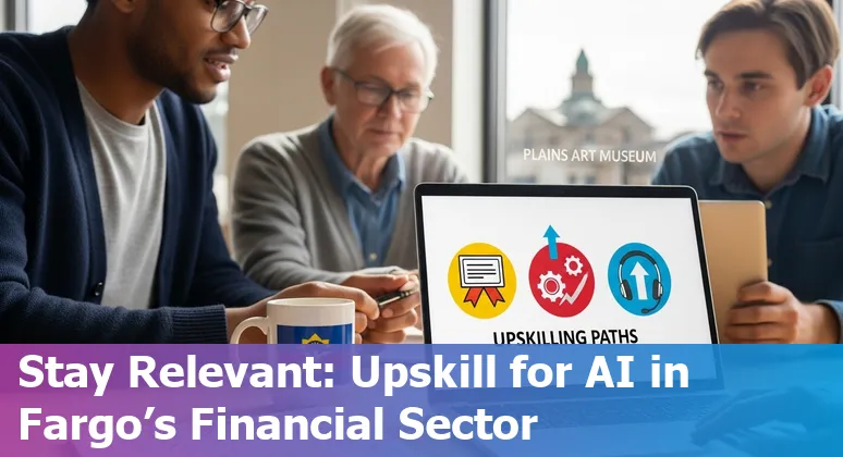Fargo financial services workers meeting to plan AI-driven upskilling at a community bank branch.