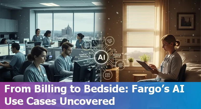 Healthcare workers using AI-assisted EHR and imaging tools in a Fargo clinic