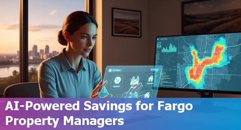 Real estate agent using AI tools on a laptop to manage Fargo, North Dakota property listings and analytics