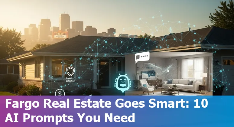 Fargo real estate agent using AI tools on a laptop showing property data, maps, and virtual staging images