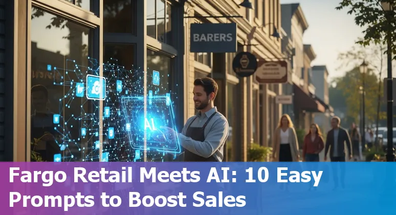 Retail store in Fargo with AI icons overlay showing inventory, personalization, and pricing