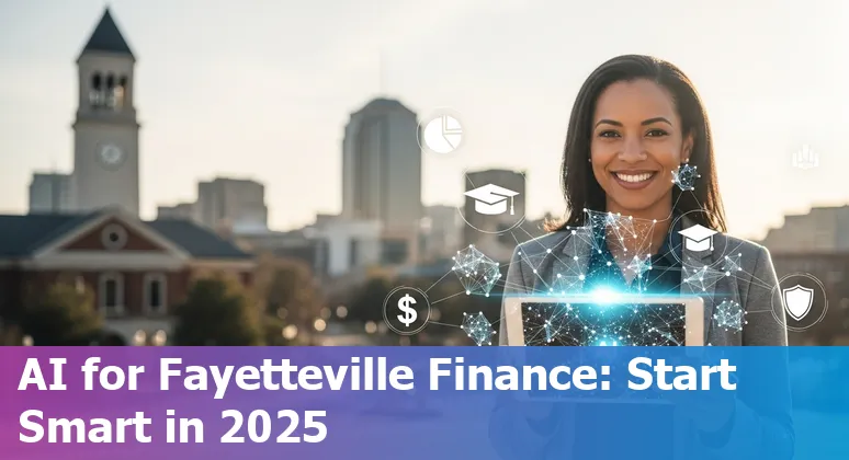 Finance professional using AI tools in Fayetteville, Arkansas office, 2025