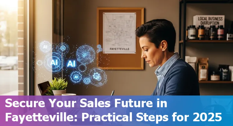 Salesperson using AI tools on a laptop in Fayetteville, Arkansas — planning for AI impact on sales jobs in 2025