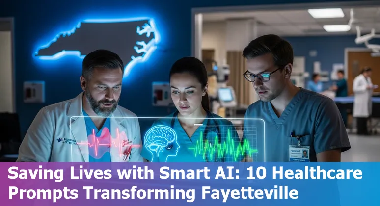 Healthcare staff reviewing AI-enabled imaging alerts on a monitor in a Fayetteville hospital.