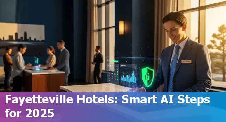 Hotel lobby concierge using AI tablet in Fayetteville, North Carolina — hospitality technology in 2025