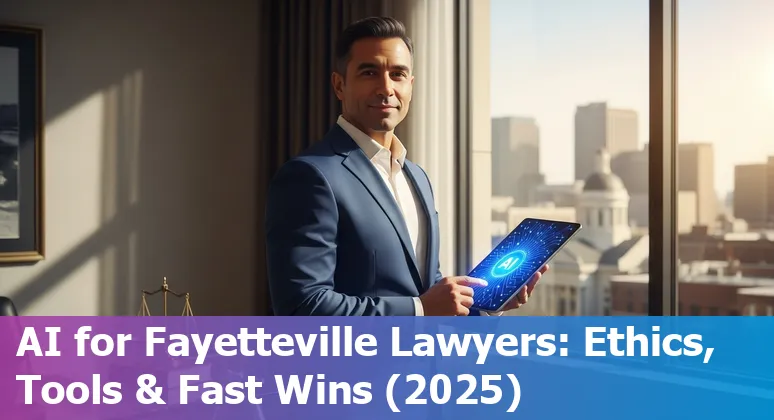 Legal professional using AI tools in Fayetteville, North Carolina — laptop with legal documents and AI interface