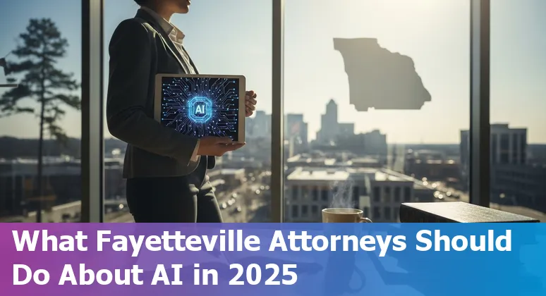 Fayetteville, North Carolina lawyer using AI tools on a laptop — 2025 legal tech guidance