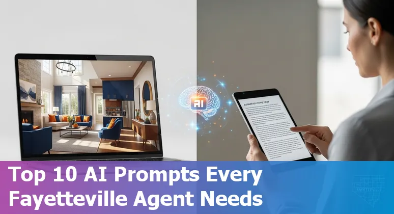 Agent using AI prompts on laptop to create a Fayetteville listing near the River Market.