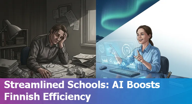 Education technology and AI in Finland: teachers, students and data dashboards showing efficiency gains in Finland