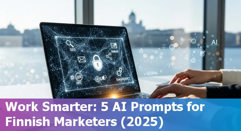 Finnish marketing professional using AI prompts for SEO, email, social, PPC, and analytics in 2025.
