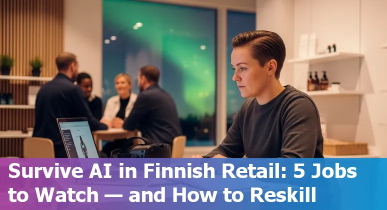 Finnish retail store with cashier, self-checkout machines and staff planning retraining to adapt to AI