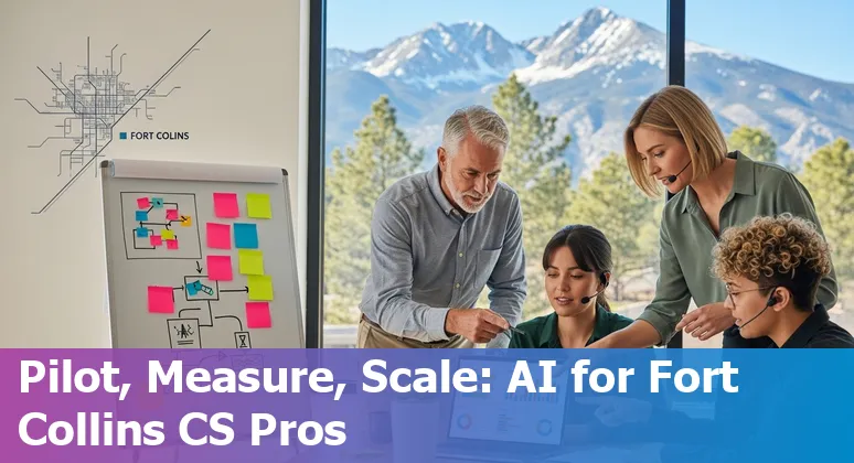 Customer service rep using AI chatbot on laptop in Fort Collins, Colorado