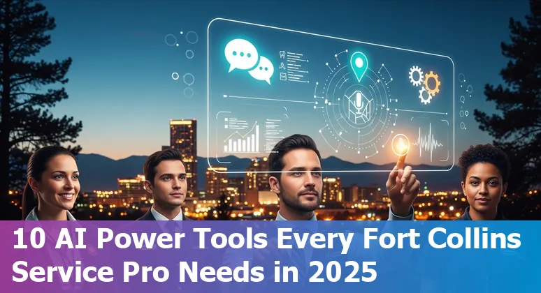 Collage of AI customer service tools logos over a Fort Collins skyline with CSU campus in background