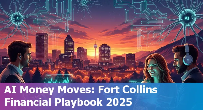 Fort Collins, Colorado skyline overlaid with AI and finance icons — guide to AI in financial services in Fort Collins, Colorado in 2025