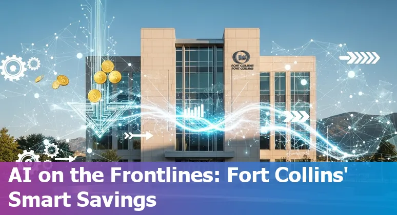 Fort Collins, Colorado cityscape with AI icons showing government efficiency improvements