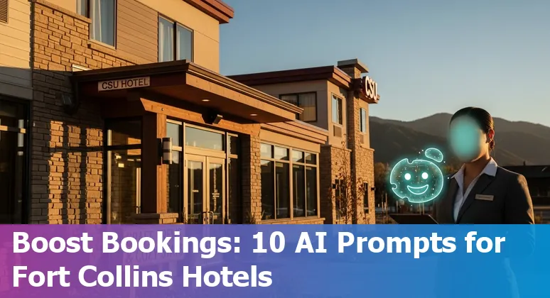 Hotel front desk using AI chatbot and Fort Collins Old Town map on tablet