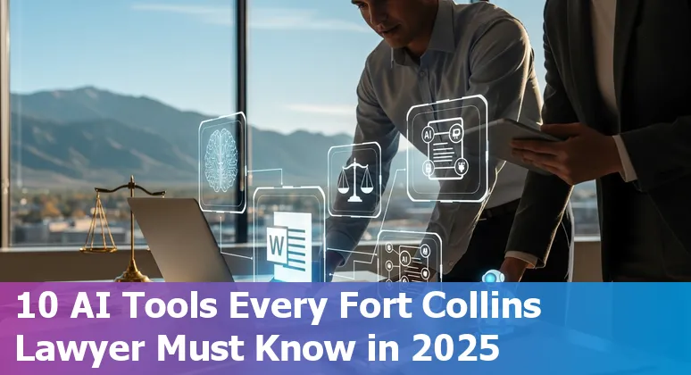 Fort Collins lawyer using AI tools on a laptop with courthouse in background