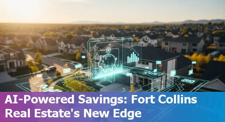Fort Collins, Colorado skyline with AI and real estate icons illustrating cost savings and efficiency