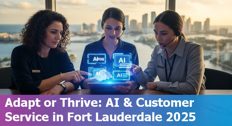 Customer service worker and AI chatbot graphic in Fort Lauderdale, Florida