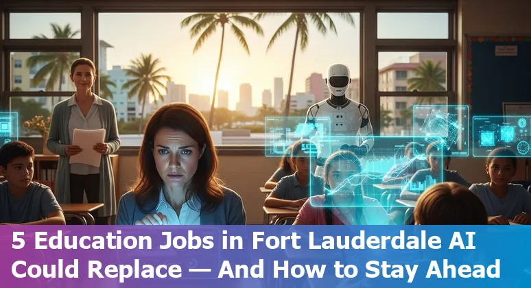 Teacher and school administrator reviewing training resources on a laptop with Fort Lauderdale skyline in background