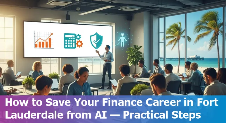 Fort Lauderdale financial district skyline with icons for AI, data, bookkeeping and upskilling