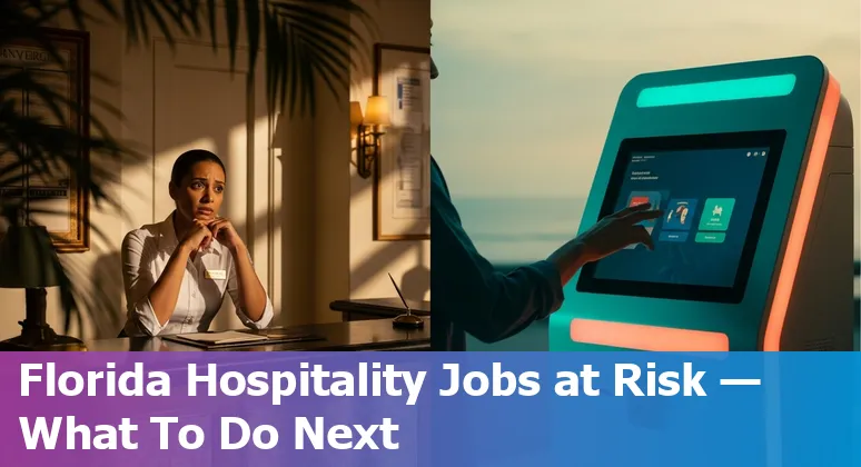 Fort Lauderdale hotel front desk and skyline illustrating hospitality jobs at risk from AI