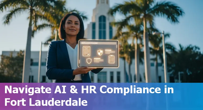 HR professional using AI tools in Fort Lauderdale, Florida, US office skyline image