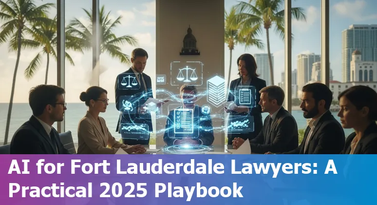 Fort Lauderdale, Florida legal professional using AI tools on a laptop with city skyline in background
