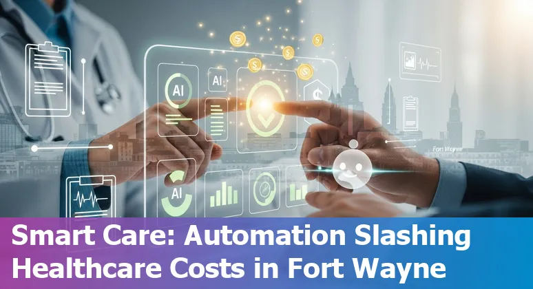 Healthcare AI tools and Fort Wayne, Indiana skyline showing health IT innovation and efficiency
