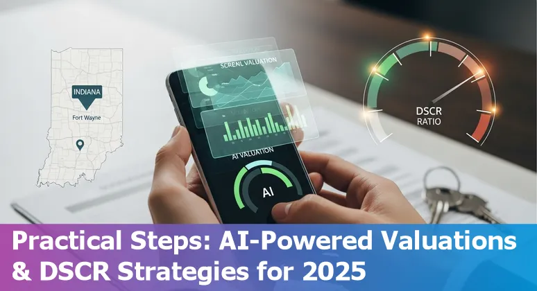 AI-driven real estate tools and Fort Wayne, Indiana skyline illustrating AI use in Fort Wayne real estate 2025