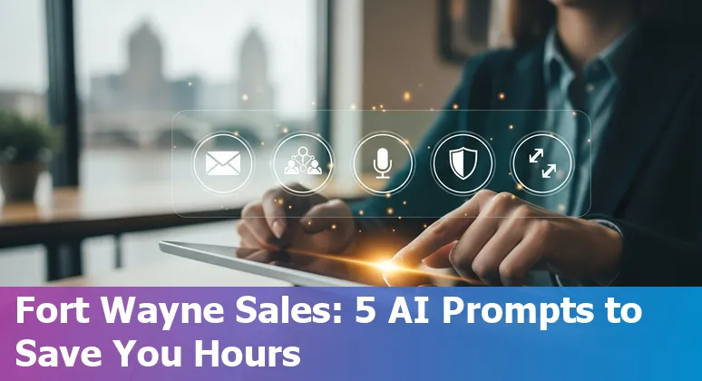 Sales rep using AI-generated cold email and LinkedIn messages referencing Fort Wayne landmarks and local employers.