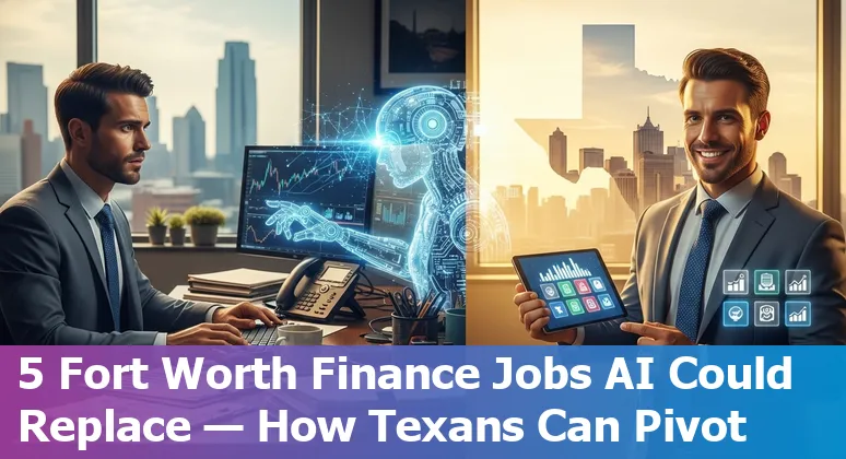 Fort Worth skyline with financial icons: accounting, data, customer support, compliance, analysts