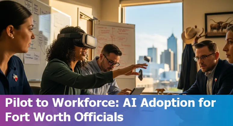 Fort Worth, Texas government AI guide 2025 showing city skyline, data center and smart city icons