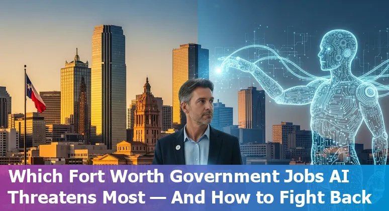 Fort Worth city hall workers using AI tools with training and community outreach in the background