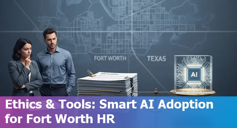 Fort Worth, Texas HR professional using AI tools on a laptop at a local conference.