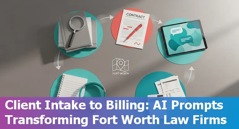 Fort Worth lawyer using AI tools on a laptop with courthouse in background
