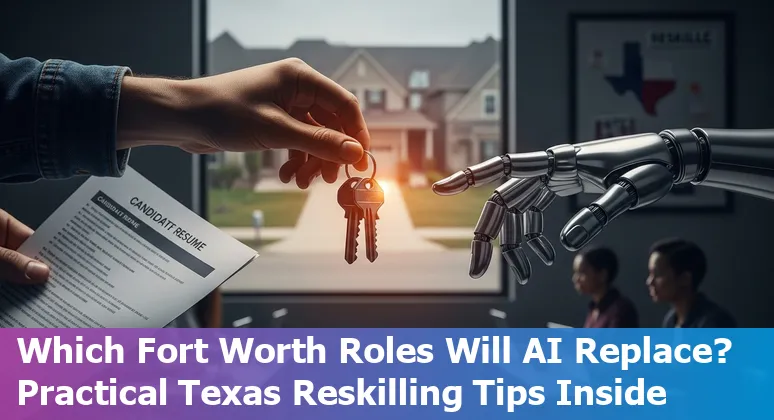 Fort Worth skyline with real estate icons and AI automation symbols