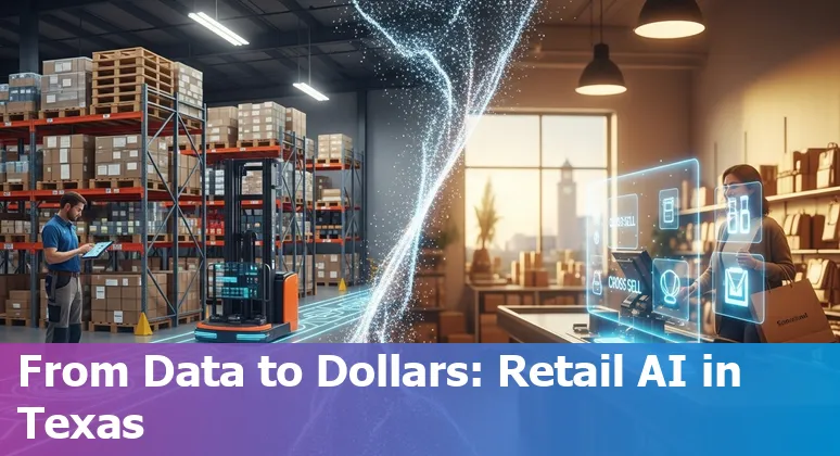 Storefront with AI icons showing cost savings in Fort Worth, Texas, US