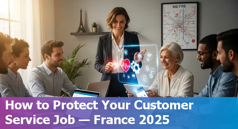 Customer service representative using AI tools in France, 2025