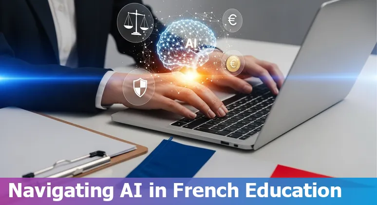 Illustration of AI in education in France in 2025 with CNIL guidance, Jean Zay supercomputer and French classrooms